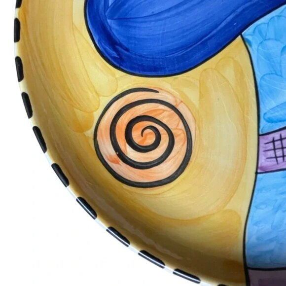 Colorful Ceramic Abstract Art Plate still life made in Portugal - Picture 4 of 11